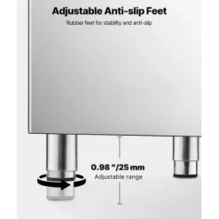 Isförvaringslåda, 56x66,5x103,8 cm, rostfritt stål, justerbara fötter