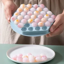 Iskubbricka med lock, babygröt, frysbehållare, 37 iskuber, iskubbrickor, iskubbricka för babygröt, fruktig iskubmaskin (blå)