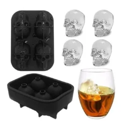 Iskubsform - Panlom® - 3D Skull - Livsmedelsgodkänd silikon - 5 x 6,3 cm - Svart