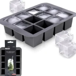 Iskubsform - Silikon - 19,5x14x4 cm - Flexibel - 12 kuber - Diskmaskinvänlig