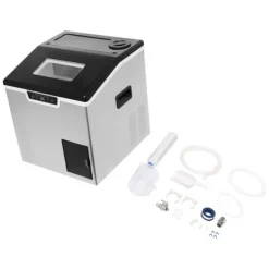 Ismaskin - 2‑i‑1 Iskross & Isbitsmaskin - 150–180 W - Automatisk rengöring - Luftkyld - LCD‑display - Silver