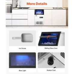 Ismaskin, 36 isbitar, 36x43x74 cm, rostfritt stål