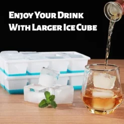 Istärningsform med Lock - 2-pack - Silikon & BPA-fri - Staplningsbar - Blå