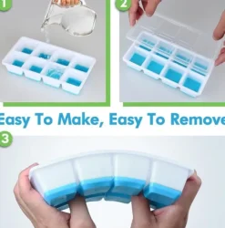 Istärningsform med Lock - 2-pack - Silikon & BPA-fri - Staplningsbar - Blå