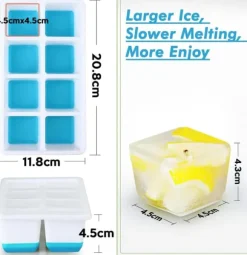 Istärningsform med Lock - 2-pack - Silikon & BPA-fri - Staplningsbar - Blå