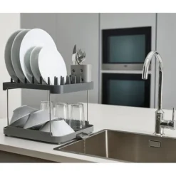 Joseph Joseph Duo 2 nivåer diskställ, grå, med redskapsbehållare