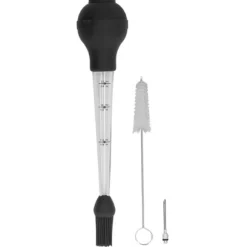 Kalkon Basternål med såsborste Grillolja droppe Kryddrör Verktyg Såsnål Svart