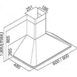 Kaminhuv - Kaiser - Empire-modell - 90 cm - Färg Bordeaux - Oberoende belysning