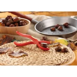 Kastanjekniv - Röd - Rostfritt stål - 19,5 cm - Lutande tänder - Plast