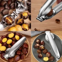 Kastanjetång, Maroni Cutter Rostfritt stål Kastanj Cutter Nötknäppare Chestnut Clip Kastanjeöppnare Kastanje Cutter Portable