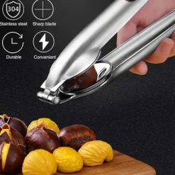 Kastanjetång, Maroni Cutter Rostfritt stål Kastanj Cutter Nötknäppare Chestnut Clip Kastanjeöppnare Kastanje Cutter Portable