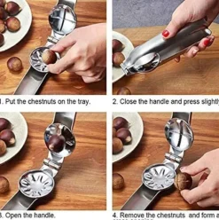 Kastanjetång, Maroni Cutter Rostfritt stål Kastanj Cutter Nötknäppare Chestnut Clip Kastanjeöppnare Kastanje Cutter Portable