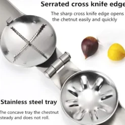 Kastanjetång, Maroni Cutter Rostfritt stål Kastanj Cutter Nötknäppare Chestnut Clip Kastanjeöppnare Kastanje Cutter Portable