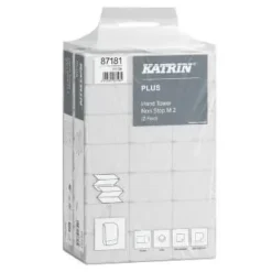 Katrin Håndklædeark Plus Non-stop Z-fold 2-lag L25.5xB20.3xD8.5cm Nyfiber Hvid,21 pk x 135 stk/krt