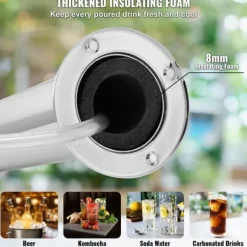 Kegerator Tower Kit, Enkelt Tap Beer Konverteringskit, Rostfritt Stål Keg Beer Tower Dispenser med Dual Gauge W21.8 Regulator & S-System Keg