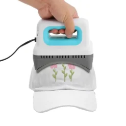 Kepsvärmepress - Handhållen press - 300 W - 4 lägen 130–190 °C - EU 220 V - Säkerhetsbas & kepskudde - Non-stick - 1 m sladd - Grön/Vit/Grå