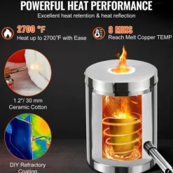 6kg propan metallsmältugn med kompletta tillbehör, stor kapacitet, rostfritt stålkonstruktion och genomtänkt design