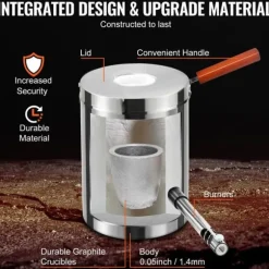 6kg propan metallsmältugn med kompletta tillbehör, stor kapacitet, rostfritt stålkonstruktion och genomtänkt design