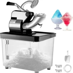 180kg/h elektrisk rakad ismaskin med 34L islagringskapacitet, snökon maskin med effektiva dubbla blad, lätt att använda