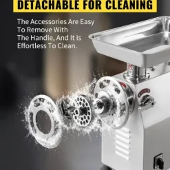 350kg/h 1100W elektrisk köttkvarn med kompletta tillbehör, kraftfull prestanda, löstagbar design, enkel användning, bred applikation