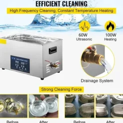 28/40KHz dubbelfrekvens ultraljudsrengörare med 2L tank, justerbar uppvärmning/arbetstid, 3 rengöringslägen, genomtänkt design