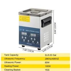 28/40KHz dubbelfrekvens ultraljudsrengörare med 2L tank, justerbar uppvärmning/arbetstid, 3 rengöringslägen, genomtänkt design