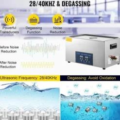 28/40KHz dubbelfrekvens ultraljudsrengörare med 10L tank, justerbar uppvärmning/arbetstid, 3 rengöringslägen, genomtänkt design