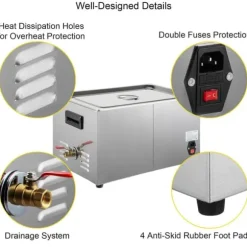 28/40KHz dubbelfrekvens ultraljudsrengörare med 3,2L tank, justerbar uppvärmning/arbetstid, 3 rengöringslägen, genomtänkt design