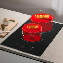 KICHPOWER Glaskeramikhäll, Touch-kontroll, 3000W effektuttag,EU