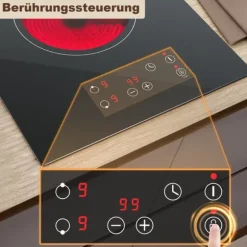 KICHPOWER Glaskeramikhäll, Touch-kontroll, 3000W effektuttag,EU