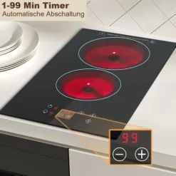 KICHPOWER Glaskeramikhäll, Touch-kontroll, 3000W effektuttag,EU