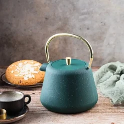 Kinghoff Gjutjärns Imbryk 1L med Filter Flaska Grön