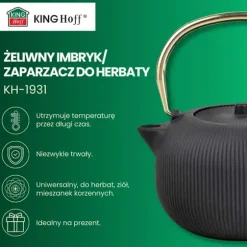 KINGHOFF Gjutjärnsteapot 1L med filter Guld