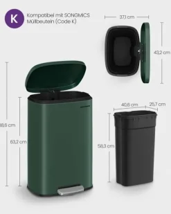 Köksavfallskärl 50 liter vintage grön