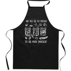 KÖKSFÖRKLÄDE med roligt TRYCK "INGEN BEHÖV ATT SKÖTA"-burkar med GURKOR