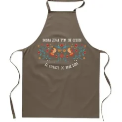 KÖKSFÖRKLÄDE med TRYCK Folklore EN GOD FRU LAGA VAD HENNES MAN GILLAR dam