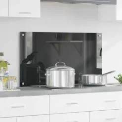 Köksplånbak Mörkgrå 90 x 50 x 0,6 cm härdat glas