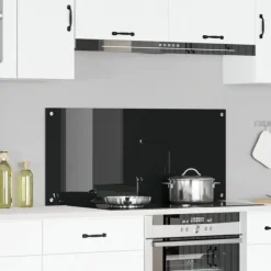 Köksplånbak Svart 110 x 50 cm härdat glas