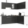 Köksskåpsset Porto 11 delar svart konstruerat trä