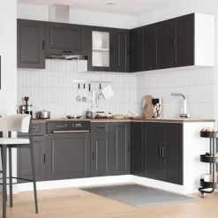 Köksskåpsset Porto 11 delar svart konstruerat trä