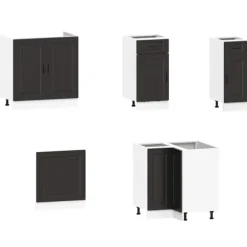 Köksskåpsset Porto 11 delar svart konstruerat trä