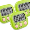 kökstimer - digital kökstimer - nedräkning stoppur med magnethållare hål - grön - 3 st
