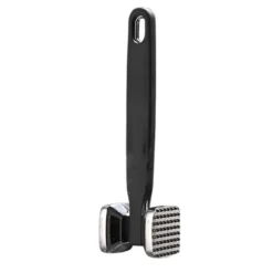 Köksverktyg Slagköttshammare med Handtag i Gummi, Kompatibelt med Zinklegering och PP, Dubbel Sidig för Mörning av Kött och Nötter, Silver, 23x6.5x4.7cm Square | CDON