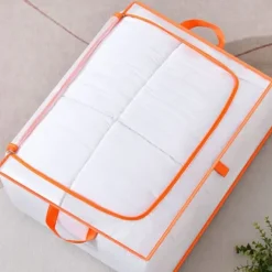 Klädförvaringsväska Stor kapacitet Transparent vattentät dragkedja Rektangelförvaringsbehållare för filtar Täcken XL 60x50x30cm