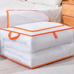 Klädförvaringsväska Stor kapacitet Transparent vattentät dragkedja Rektangelförvaringsbehållare för filtar Täcken XL 60x50x30cm