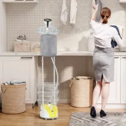 Klädsteamer - Vertikal golvmodell - 1950 W - 2 l vattentank - 11 temperaturlägen - Teleskopstång - Gul