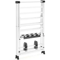 Klädställ, Hopfällbar Metalltvättställ, 141x56x99-148 cm, Vit