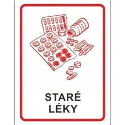 Klistermärke för en behållare för gamla MEDICINER 16x12cm