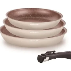 Kokkärlsset - Alla spishällar inklusive induktion - ARTHUR MARTIN - AM4754 - Set med 3 stekpannor - 20-24-28 cm + 1 avtagbart handtag