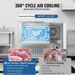 Kommersiell blastfrys 114L, 5 fack, blast chiller för skaldjur och gelato, effektiv nedkylning, energibesparande köksutrustning